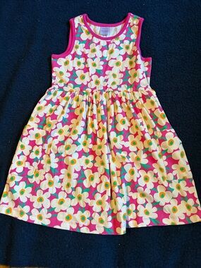NWOT Hanna Andersson Pink Floral Tank Dress with White poppy Flowers
